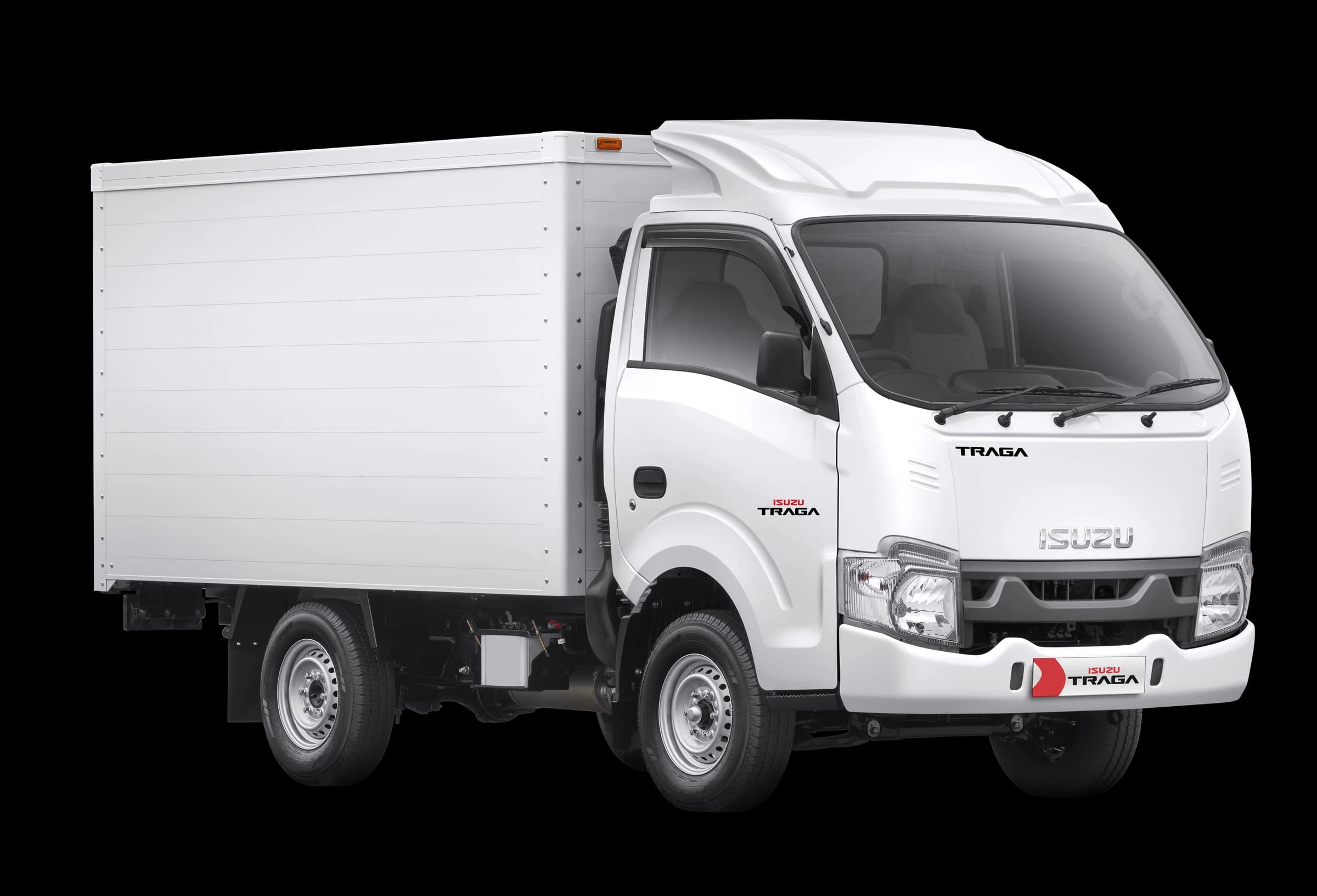 Foto materi Isuzu EURO4: TRAGA putih dengan karoseri box aluminium