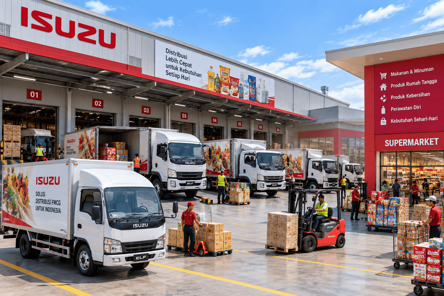 Ilustrasi toko retail dan distribusi stok